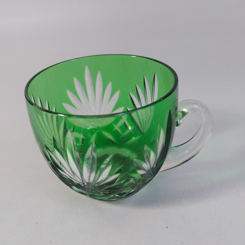 Ajka Fifth Avenue Ltd Crystal Punch Cup Mug Intricate Cut Green